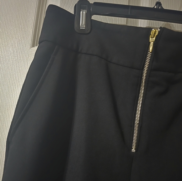 FRAME Wide Leg Zip Front Twill Trousers, Structured Black Dress Pants, Sz 10 - Picture 5 of 14